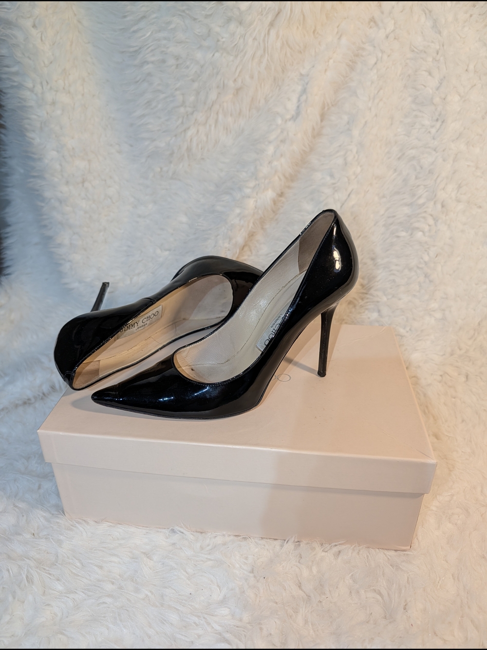 Jimmy Choo Black Patent Leather Pointed Toe Pumps